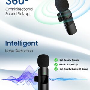 4 in 1 Mini Microphone Wireless Lavalier Microphone for iPhone Android Computer Laptop Camera USB-C,2.4G Ultra-Low Delay,Noise Reduction,Double Lapel Microphone for Youtube TikTok Vlog (Mini Mic) - Image 4